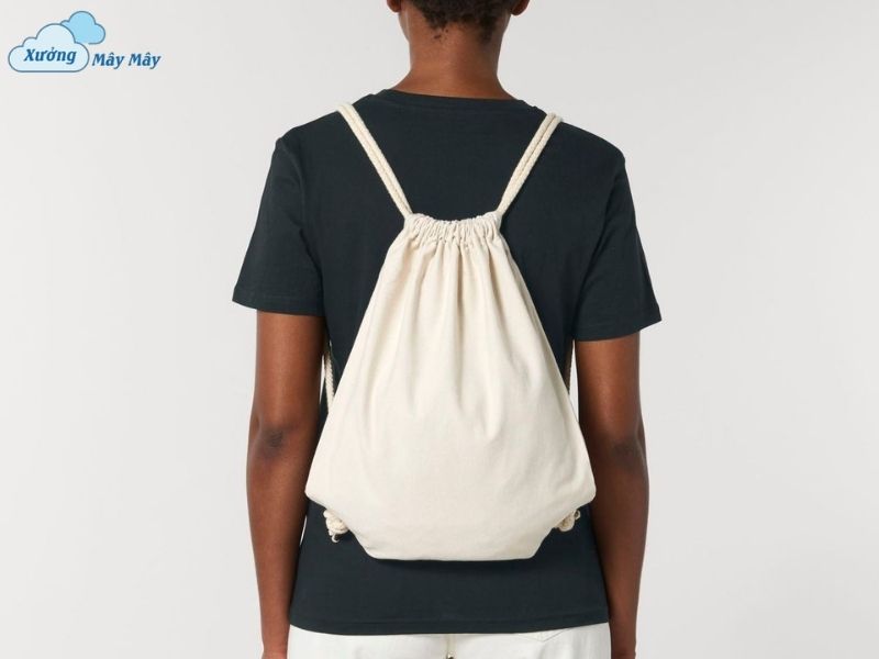 balo dây rút vải canvas trắng trơn