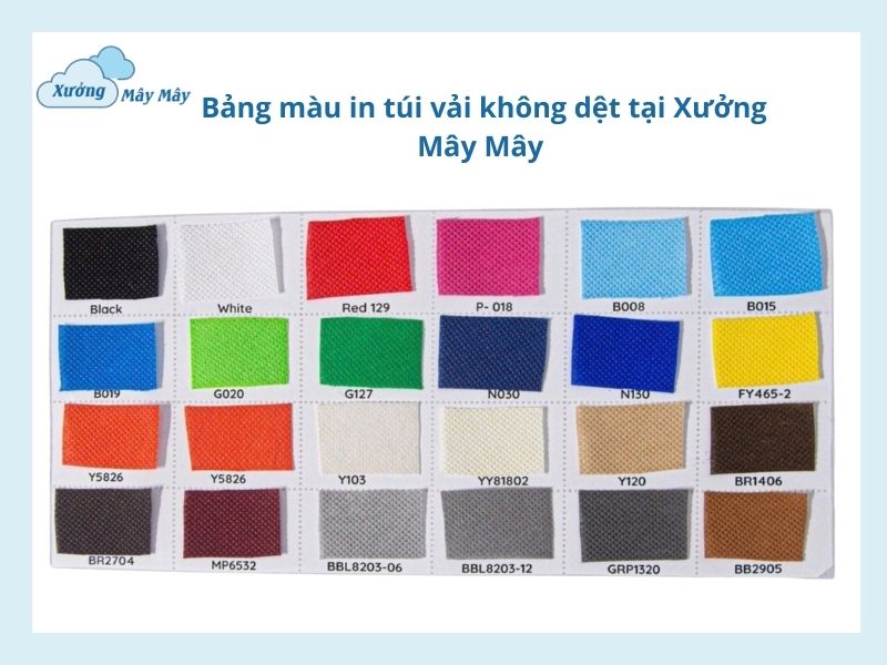 bảng màu túi vải không dệt