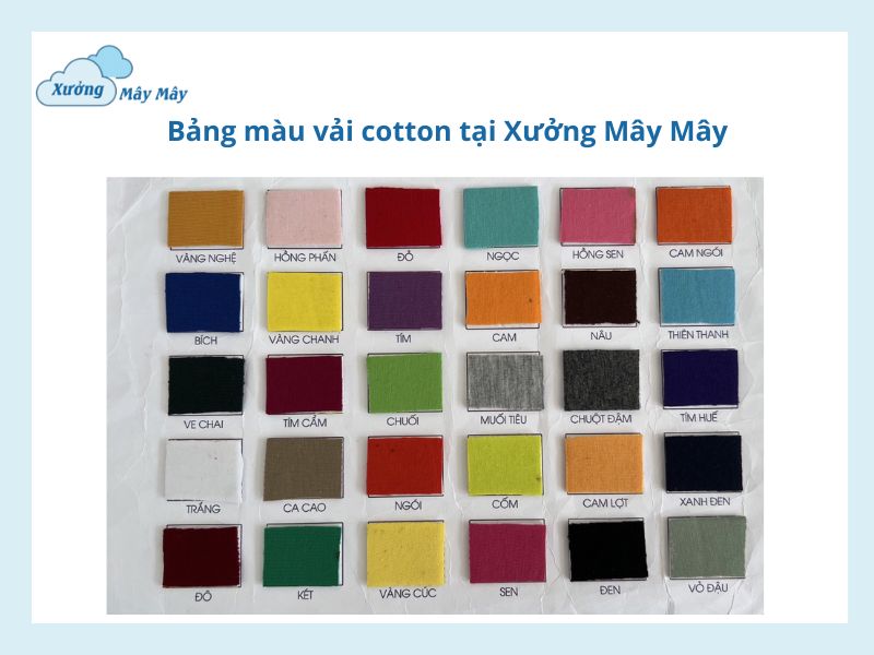 bảng màu vải cotton bảng màu vải cotton