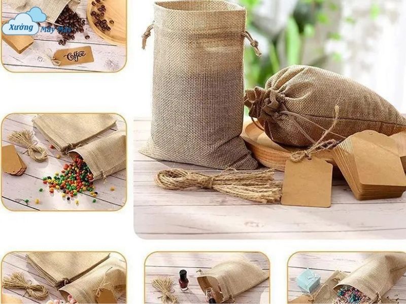 túi vải đay đựng cà phê trơn kèm phụ kiện