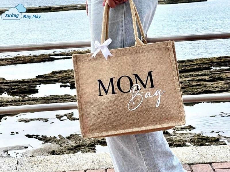 túi vải đay tự nhiên thiết kế chữ