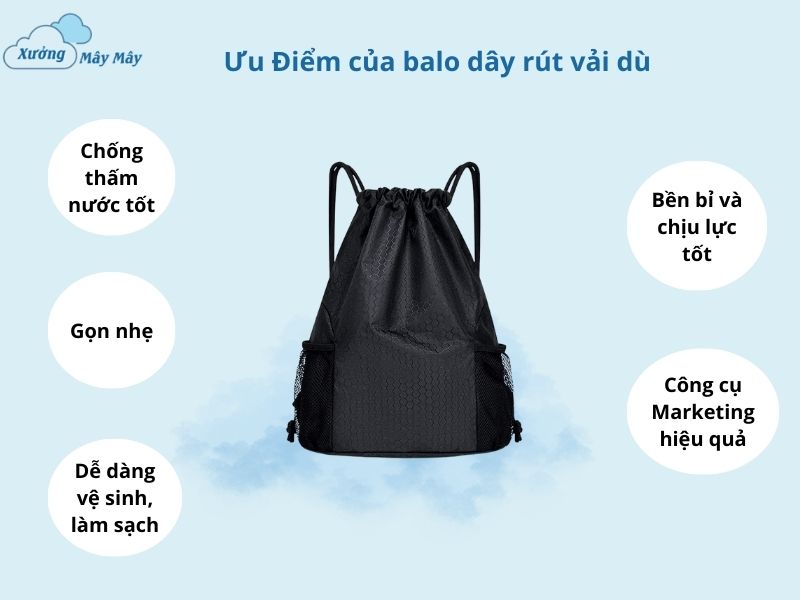 ưu điểm của balo dây rút vải dù