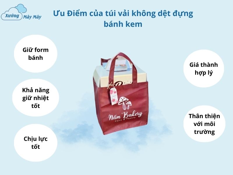 ưu điểm túi vải không dệt đựng bánh kem