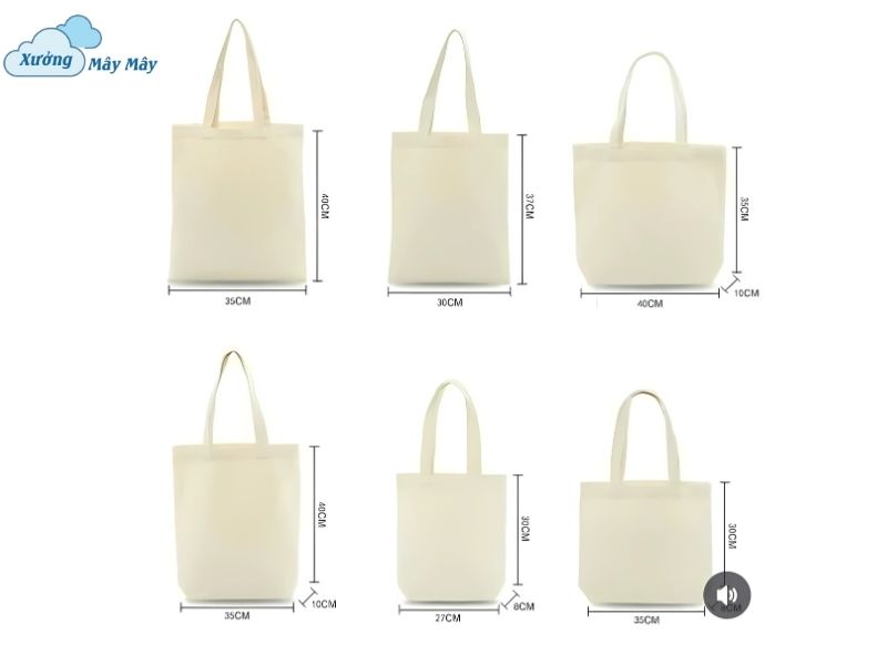các loại kích thước túi tote bag các loại kích thước túi tote bag