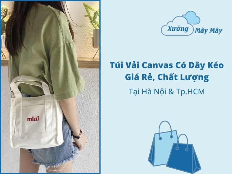 túi vải bố có dây kéo giá rẻ